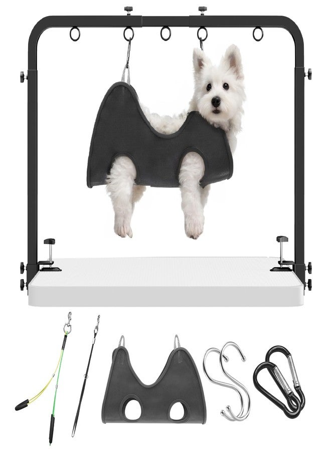 Josmimic Adjustable Dog Grooming Arm for Table: 42'' Height, 27''–39'' Width, Clamp Fits Up to 2.76'', with Hammock & 2 Nooses – Portable Pet Grooming Station for Nail Trimming, Cats & Dogs at Home - Image 1